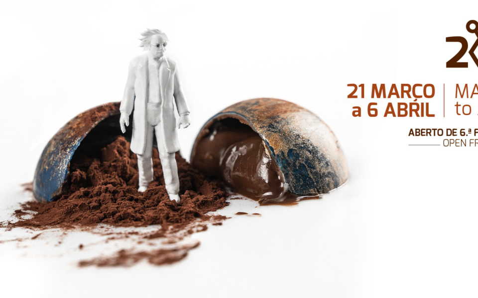 Official poster for the 2025 Óbidos Chocolate Festival with dates from March 21 to April 6